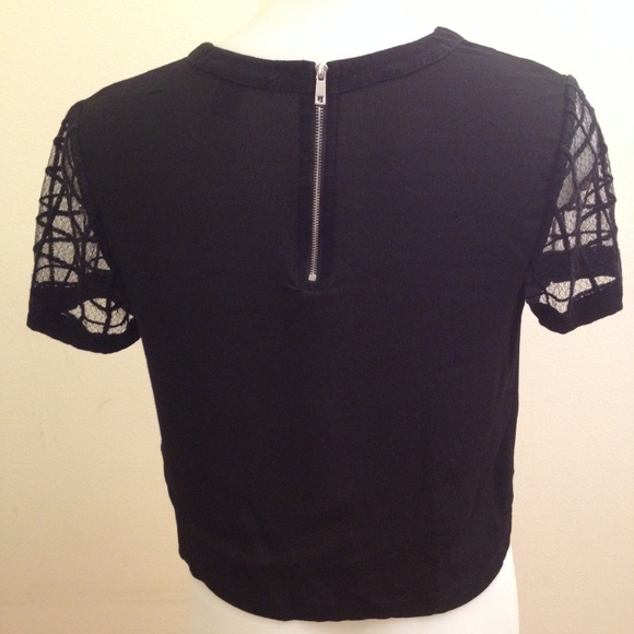 FOREVER21 Short Sleeve Crop Top Black - Picture 5 of 7